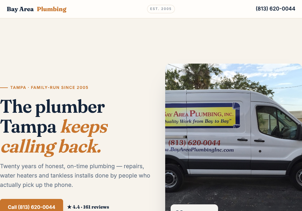 Bay Area Plumbing website
